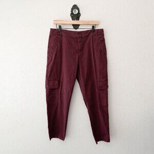 Pistola Cropped Cargo Carpenter Pants Burgundy Women Size 31 Utility Stretch